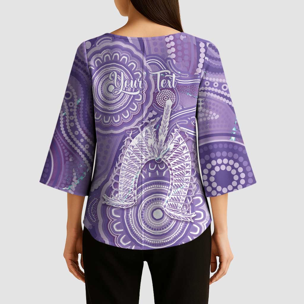 50 Years Deadly NAIDOC Week 2026 Personalised Kimono Sleeve Blouse Dhari Purple Indigenous Art