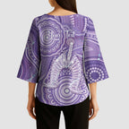 50 Years Deadly NAIDOC Week 2026 Personalised Kimono Sleeve Blouse Dhari Purple Indigenous Art