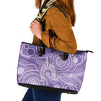 50 Years Deadly NAIDOC Week 2026 Personalised Leather Tote Bag Dhari Purple Indigenous Art