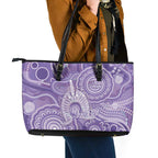 50 Years Deadly NAIDOC Week 2026 Personalised Leather Tote Bag Dhari Purple Indigenous Art