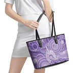 50 Years Deadly NAIDOC Week 2026 Personalised Leather Tote Bag Dhari Purple Indigenous Art