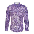 50 Years Deadly NAIDOC Week 2026 Personalised Long Sleeve Button Shirt Dhari Purple Indigenous Art