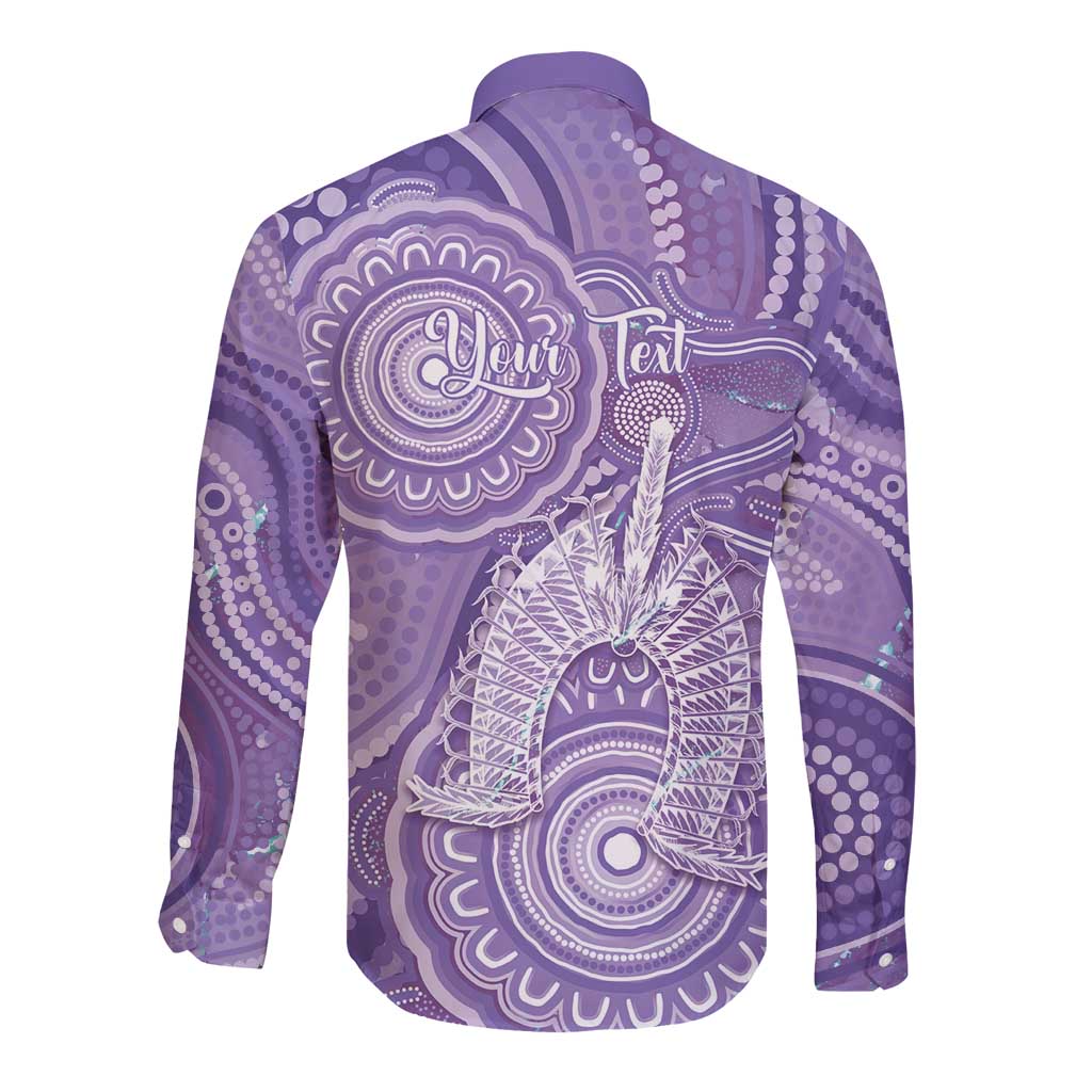 50 Years Deadly NAIDOC Week 2026 Personalised Long Sleeve Button Shirt Dhari Purple Indigenous Art