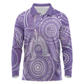 50 Years Deadly NAIDOC Week 2026 Personalised Long Sleeve Polo Shirt Dhari Purple Indigenous Art