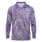 50 Years Deadly NAIDOC Week 2026 Personalised Long Sleeve Polo Shirt Dhari Purple Indigenous Art
