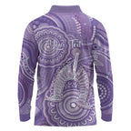 50 Years Deadly NAIDOC Week 2026 Personalised Long Sleeve Polo Shirt Dhari Purple Indigenous Art