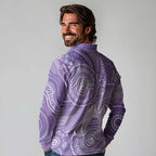 50 Years Deadly NAIDOC Week 2026 Personalised Long Sleeve Polo Shirt Dhari Purple Indigenous Art