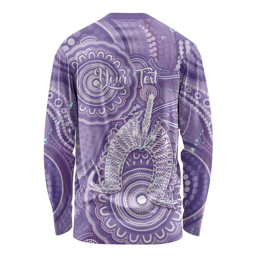 50 Years Deadly NAIDOC Week 2026 Personalised Long Sleeve Shirt Dhari Purple Indigenous Art