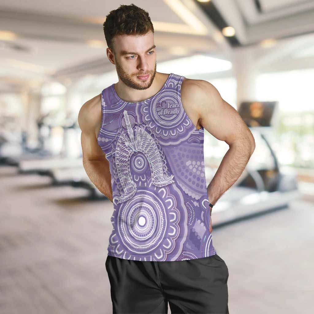 50 Years Deadly NAIDOC Week 2026 Personalised Men Tank Top Dhari Purple Indigenous Art