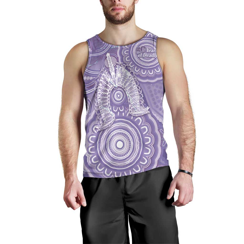 50 Years Deadly NAIDOC Week 2026 Personalised Men Tank Top Dhari Purple Indigenous Art