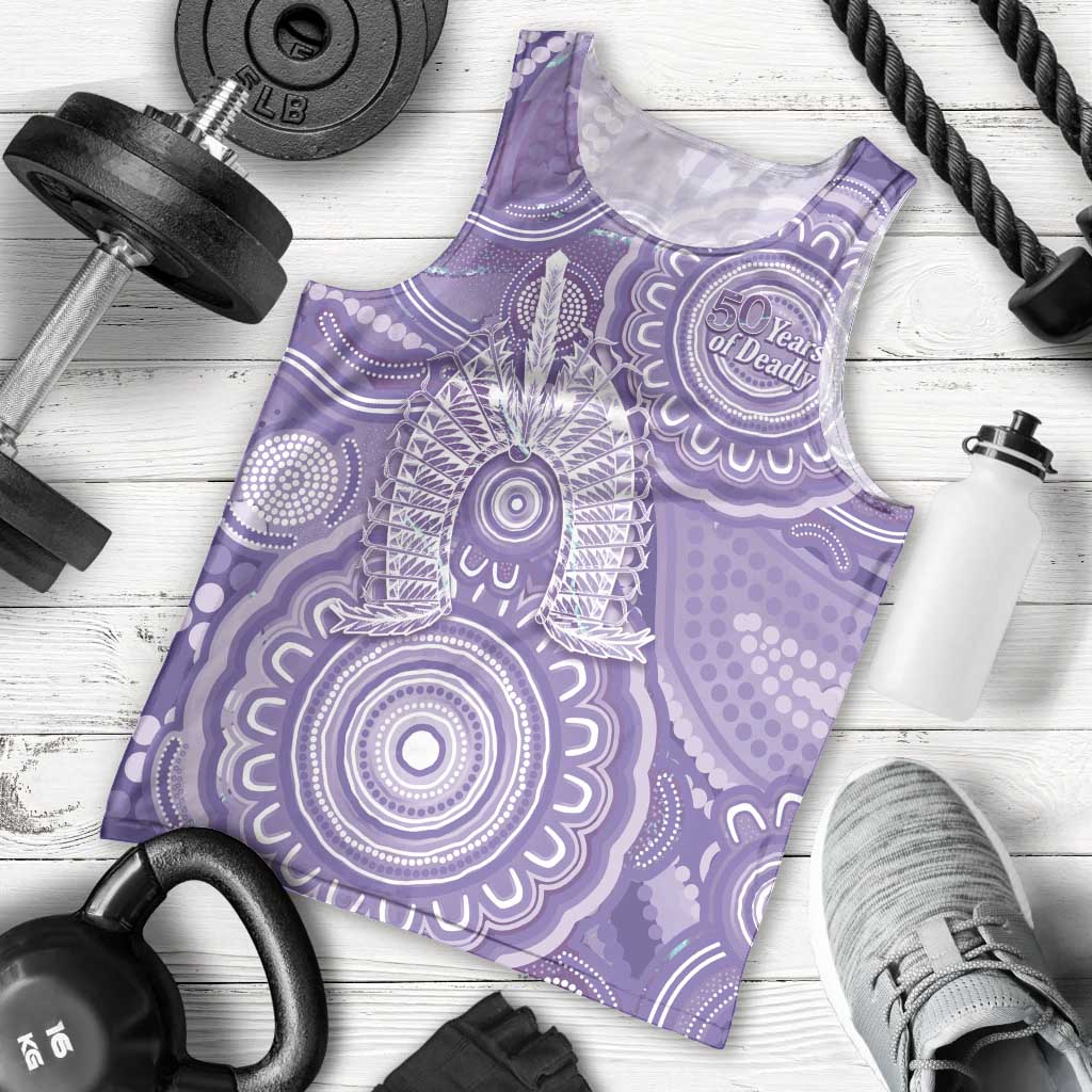 50 Years Deadly NAIDOC Week 2026 Personalised Men Tank Top Dhari Purple Indigenous Art