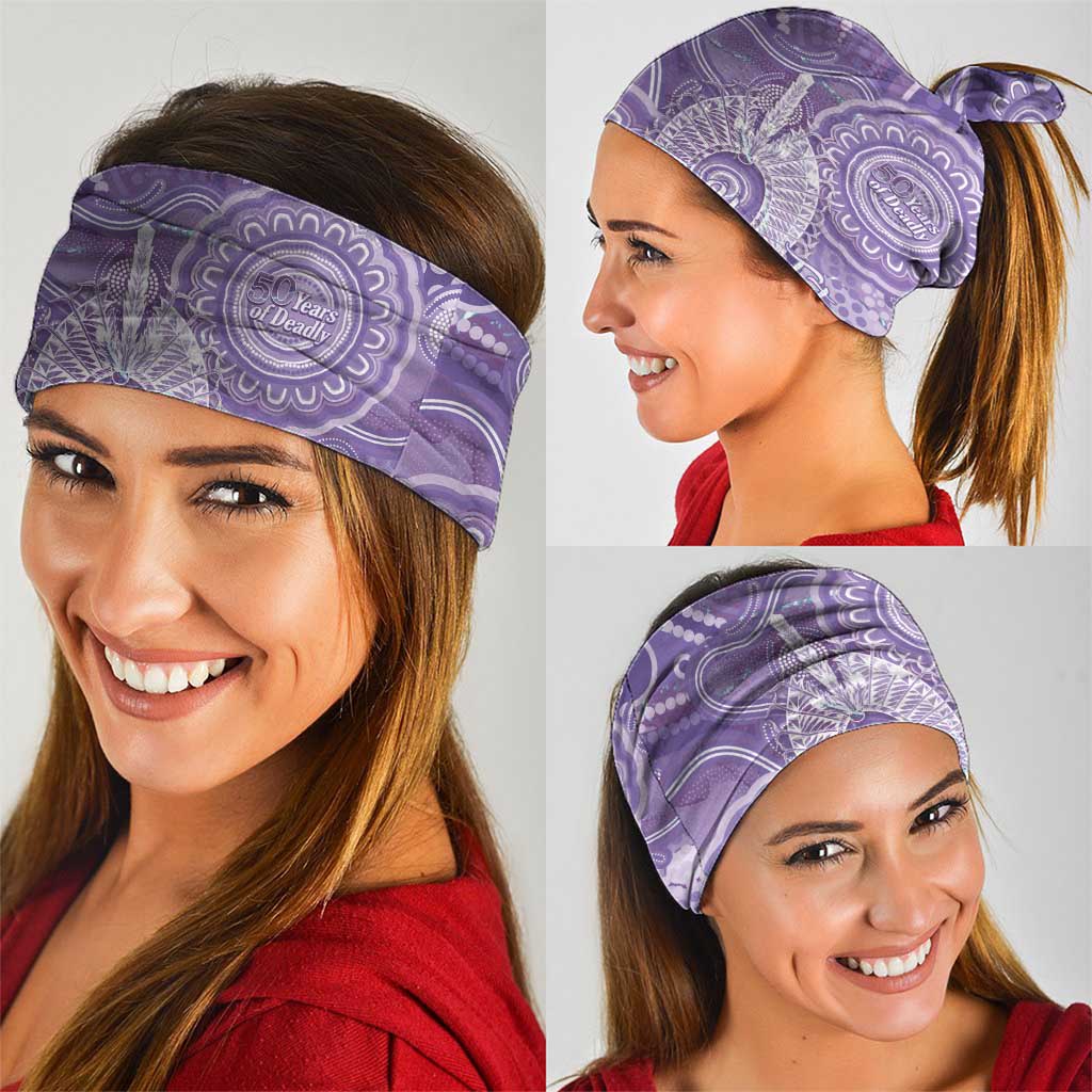 50 Years Deadly NAIDOC Week 2026 Personalised Neck Gaiter Dhari Purple Indigenous Art