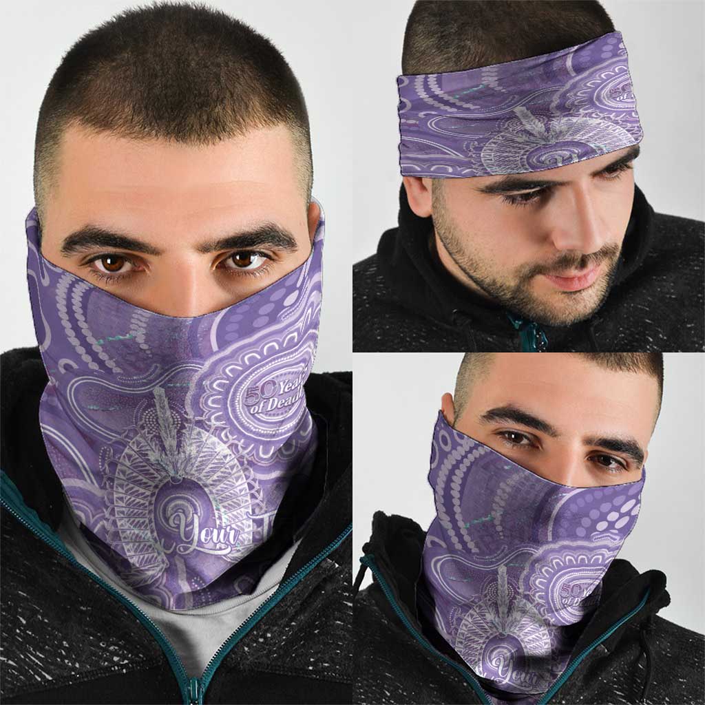 50 Years Deadly NAIDOC Week 2026 Personalised Neck Gaiter Dhari Purple Indigenous Art