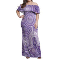 50 Years Deadly NAIDOC Week 2026 Personalised Off Shoulder Maxi Dress Dhari Purple Indigenous Art