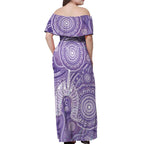 50 Years Deadly NAIDOC Week 2026 Personalised Off Shoulder Maxi Dress Dhari Purple Indigenous Art