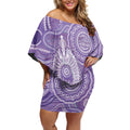 50 Years Deadly NAIDOC Week 2026 Personalised Off Shoulder Short Dress Dhari Purple Indigenous Art