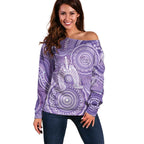 50 Years Deadly NAIDOC Week 2026 Personalised Off Shoulder Sweater Dhari Purple Indigenous Art