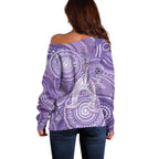 50 Years Deadly NAIDOC Week 2026 Personalised Off Shoulder Sweater Dhari Purple Indigenous Art