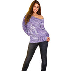 50 Years Deadly NAIDOC Week 2026 Personalised Off Shoulder Sweater Dhari Purple Indigenous Art