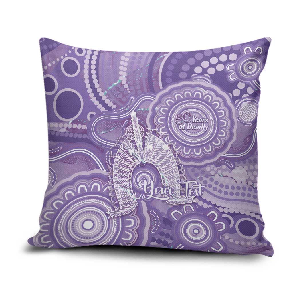 50 Years Deadly NAIDOC Week 2026 Personalised Pillow Cover Dhari Purple Indigenous Art