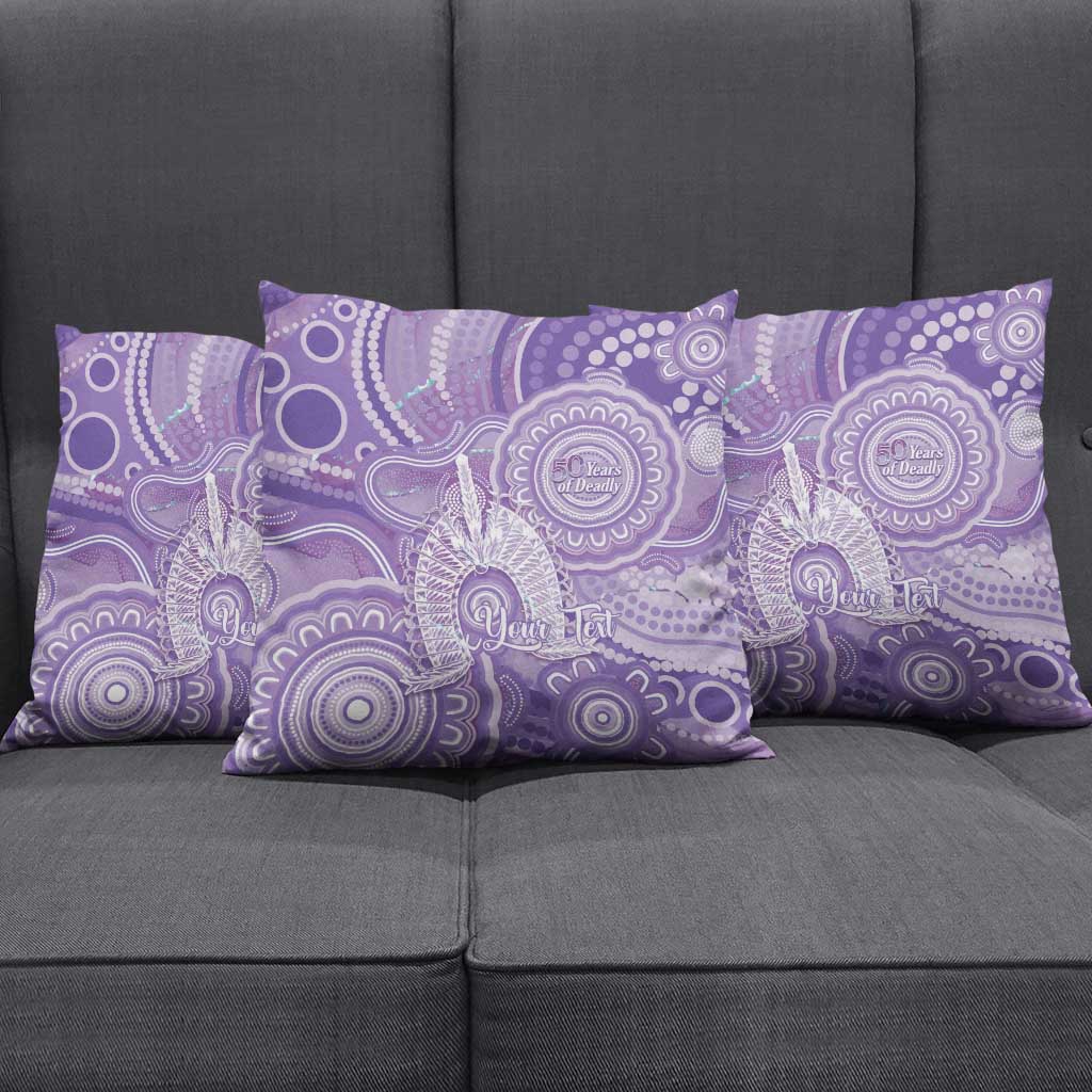 50 Years Deadly NAIDOC Week 2026 Personalised Pillow Cover Dhari Purple Indigenous Art