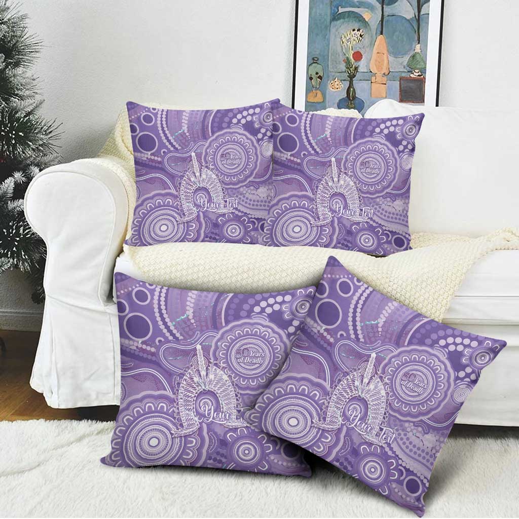50 Years Deadly NAIDOC Week 2026 Personalised Pillow Cover Dhari Purple Indigenous Art