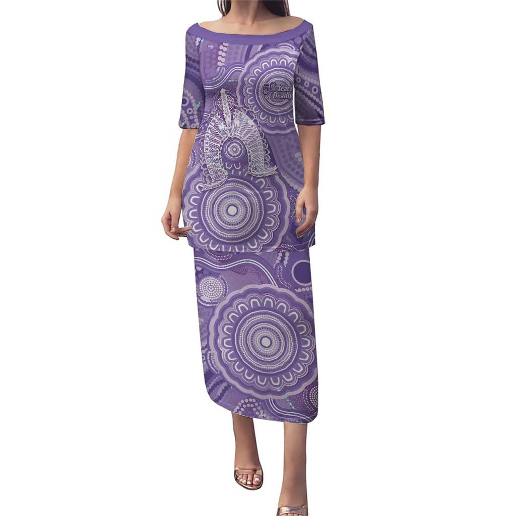 50 Years Deadly NAIDOC Week 2026 Personalised Puletasi Dhari Purple Indigenous Art