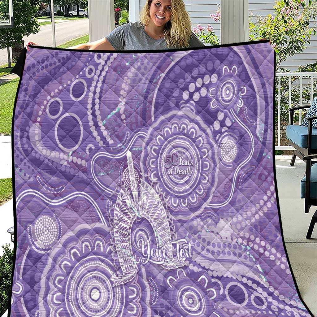 50 Years Deadly NAIDOC Week 2026 Personalised Quilt Dhari Purple Indigenous Art