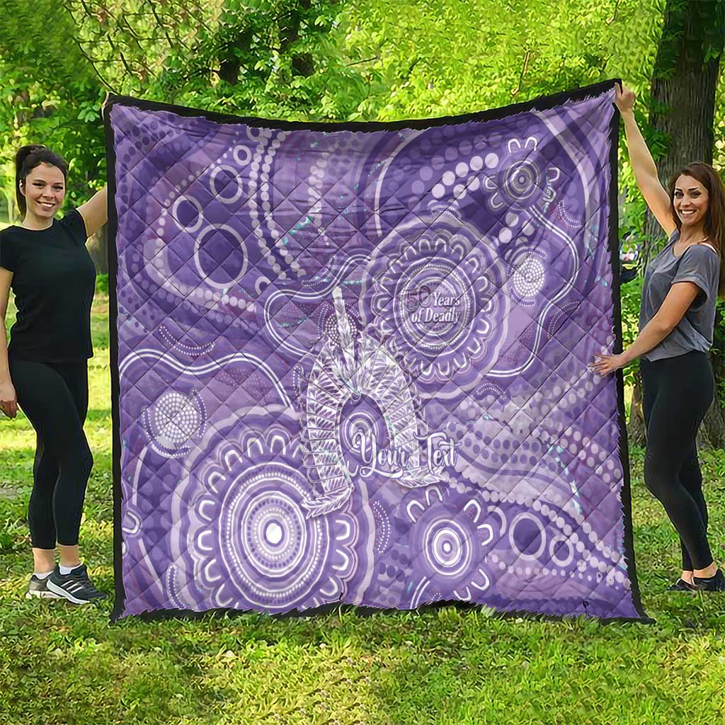 50 Years Deadly NAIDOC Week 2026 Personalised Quilt Dhari Purple Indigenous Art