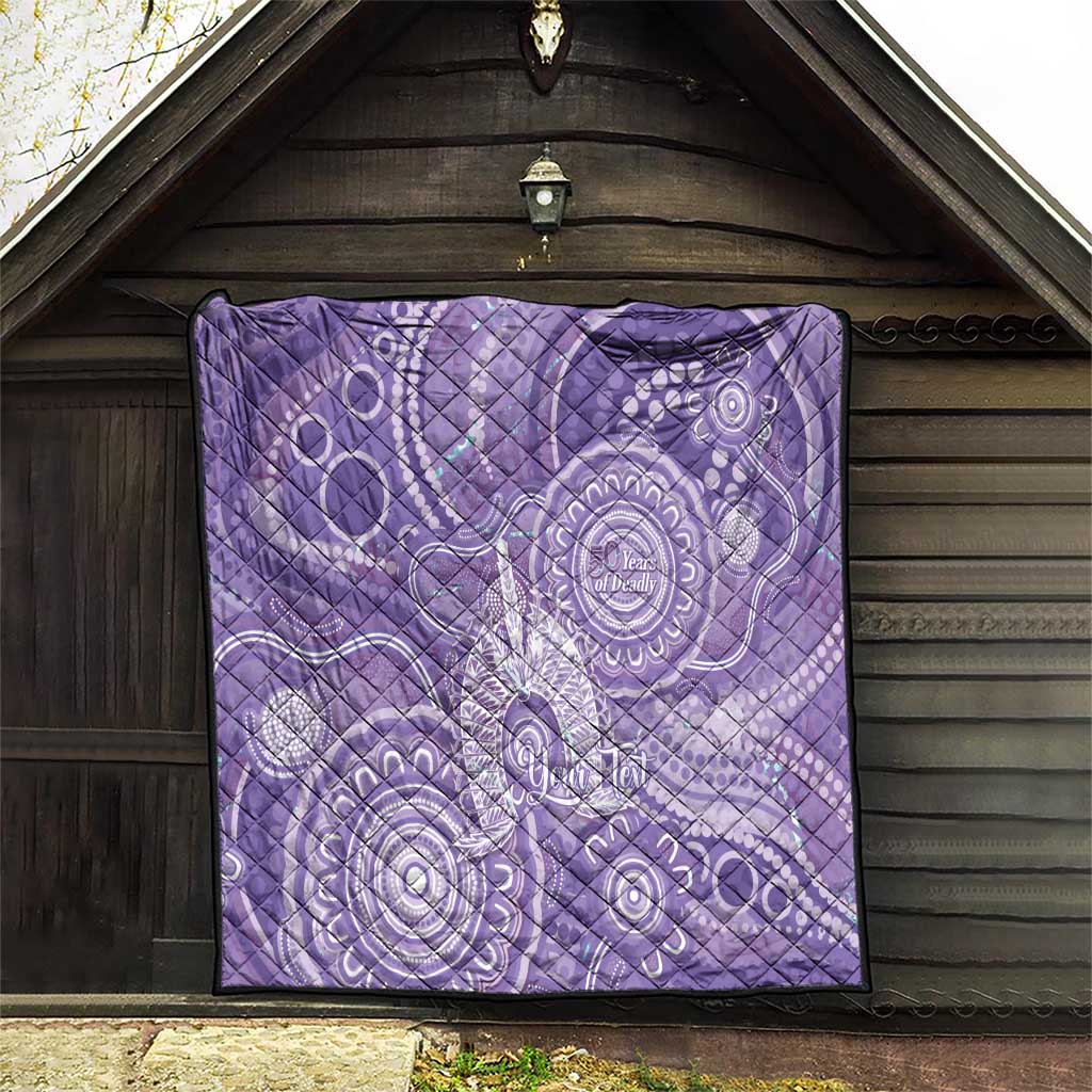 50 Years Deadly NAIDOC Week 2026 Personalised Quilt Dhari Purple Indigenous Art