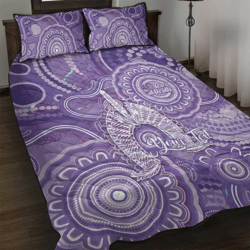 50 Years Deadly NAIDOC Week 2026 Personalised Quilt Bed Set Dhari Purple Indigenous Art