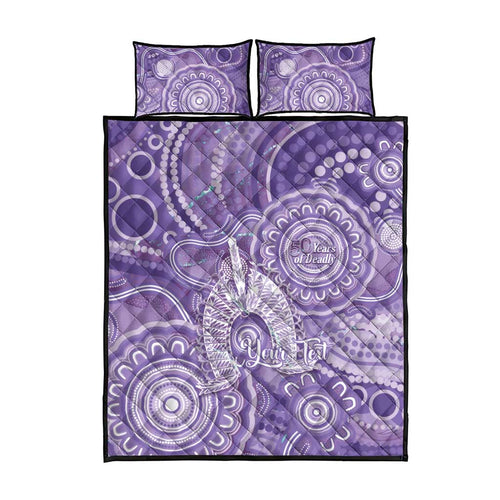 50 Years Deadly NAIDOC Week 2026 Personalised Quilt Bed Set Dhari Purple Indigenous Art