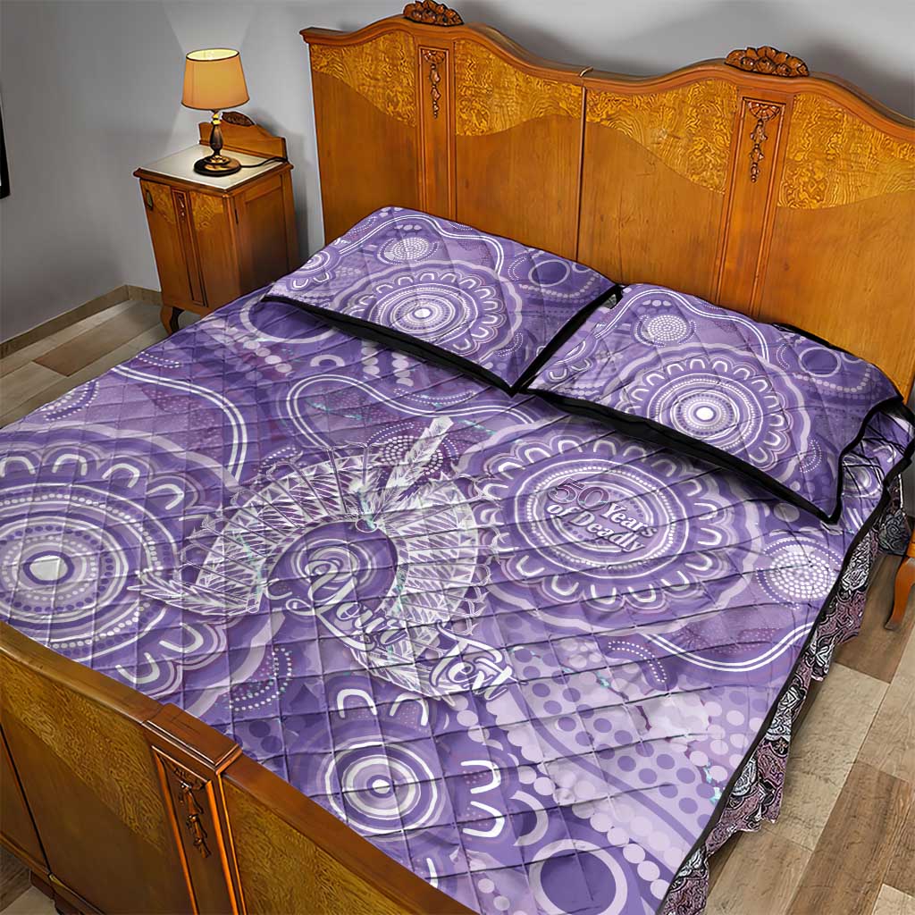 50 Years Deadly NAIDOC Week 2026 Personalised Quilt Bed Set Dhari Purple Indigenous Art