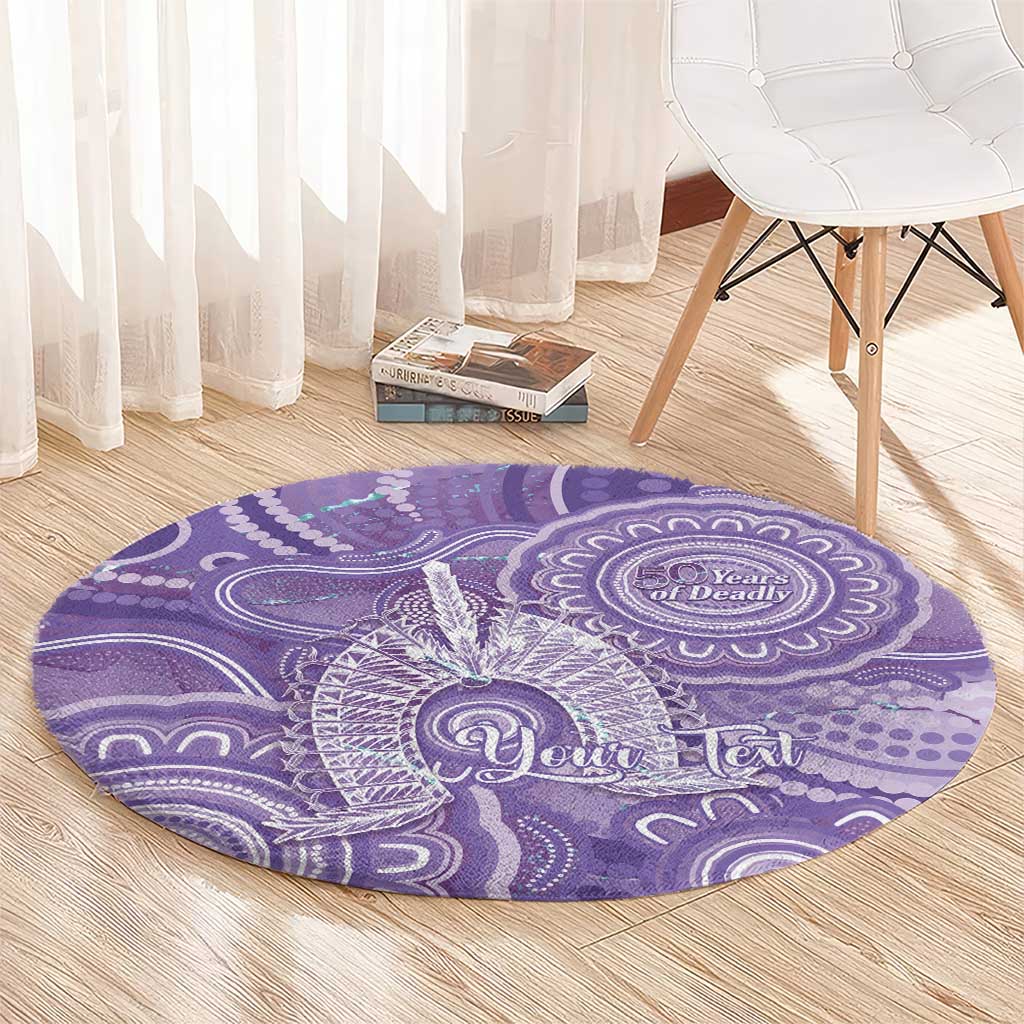 50 Years Deadly NAIDOC Week 2026 Personalised Round Carpet Dhari Purple Indigenous Art