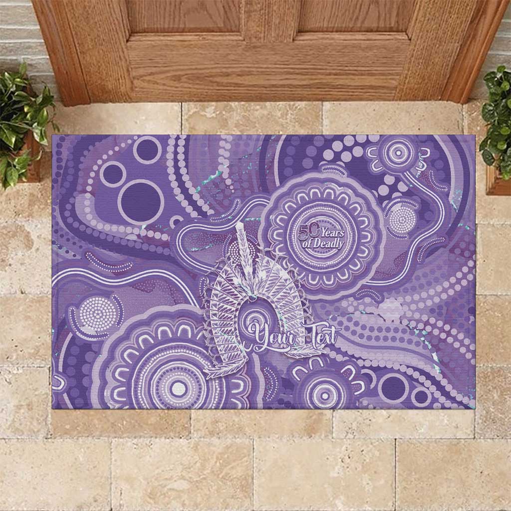 50 Years Deadly NAIDOC Week 2026 Personalised Rubber Doormat Dhari Purple Indigenous Art