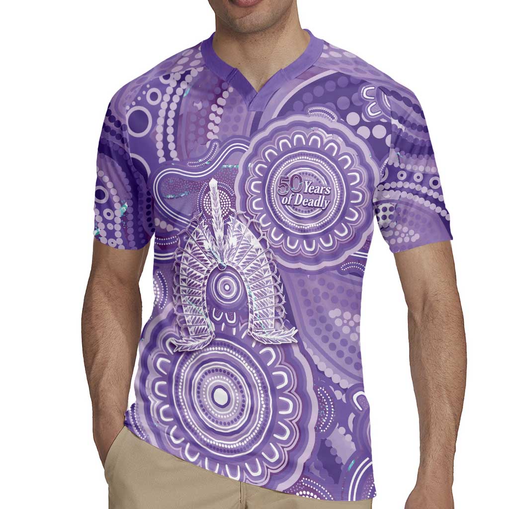 50 Years Deadly NAIDOC Week 2026 Personalised Rugby Jersey Dhari Purple Indigenous Art