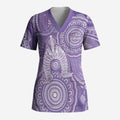 50 Years Deadly NAIDOC Week 2026 Personalised Scrub Top Dhari Purple Indigenous Art