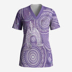 50 Years Deadly NAIDOC Week 2026 Personalised Scrub Top Dhari Purple Indigenous Art
