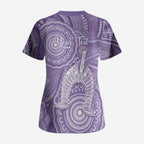 50 Years Deadly NAIDOC Week 2026 Personalised Scrub Top Dhari Purple Indigenous Art