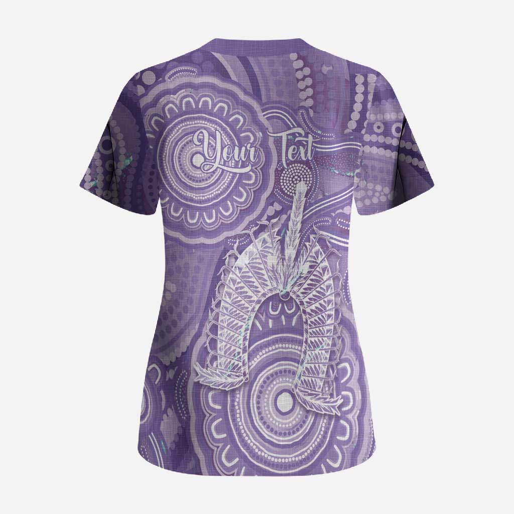 50 Years Deadly NAIDOC Week 2026 Personalised Scrub Top Dhari Purple Indigenous Art