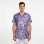 50 Years Deadly NAIDOC Week 2026 Personalised Scrub Top Dhari Purple Indigenous Art