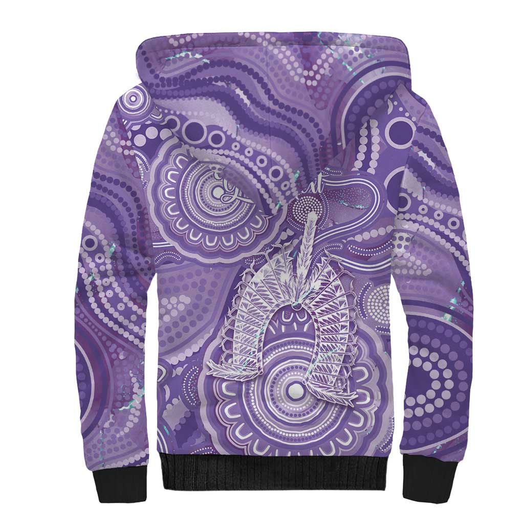 50 Years Deadly NAIDOC Week 2026 Personalised Sherpa Hoodie Dhari Purple Indigenous Art