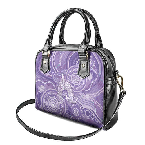 50 Years Deadly NAIDOC Week 2026 Personalised Shoulder Handbag Dhari Purple Indigenous Art