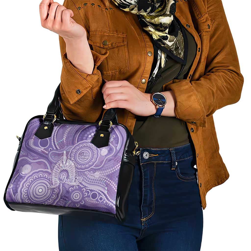 50 Years Deadly NAIDOC Week 2026 Personalised Shoulder Handbag Dhari Purple Indigenous Art