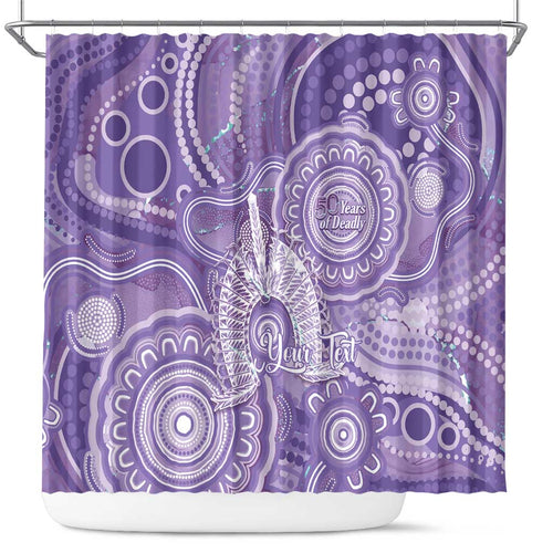 50 Years Deadly NAIDOC Week 2026 Personalised Shower Curtain Dhari Purple Indigenous Art