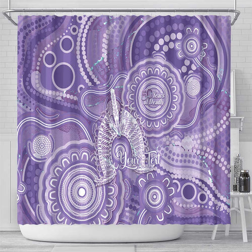 50 Years Deadly NAIDOC Week 2026 Personalised Shower Curtain Dhari Purple Indigenous Art