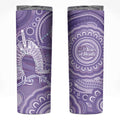 50 Years Deadly NAIDOC Week 2026 Personalised Skinny Tumbler Dhari Purple Indigenous Art