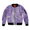 50 Years Deadly NAIDOC Week 2026 Personalised Sleeve Zip Bomber Jacket Dhari Purple Indigenous Art
