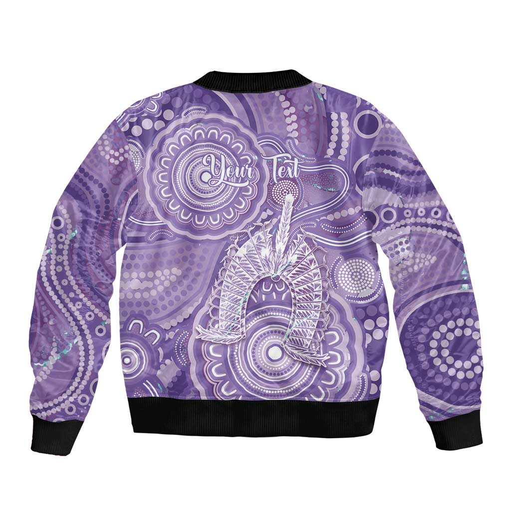 50 Years Deadly NAIDOC Week 2026 Personalised Sleeve Zip Bomber Jacket Dhari Purple Indigenous Art
