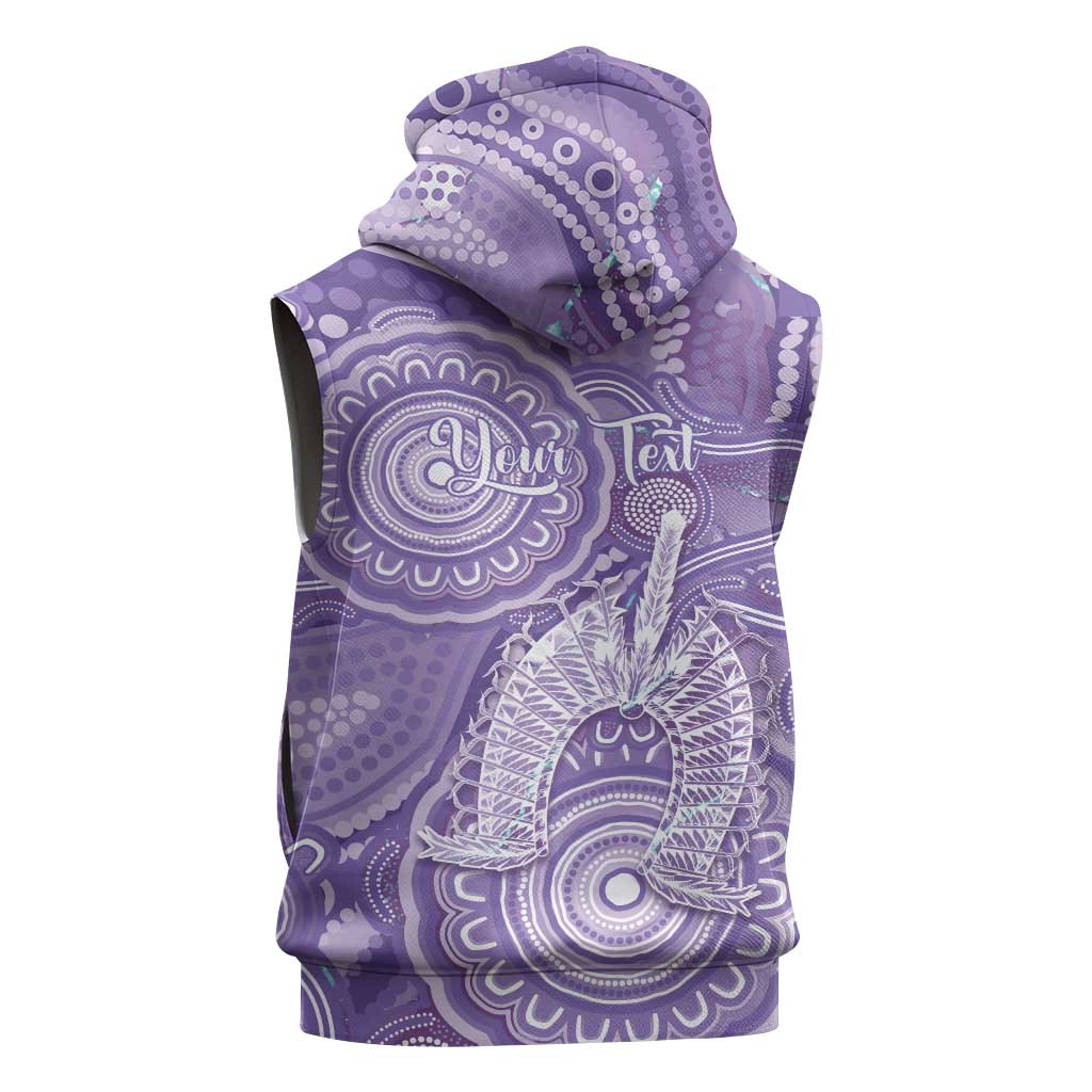 50 Years Deadly NAIDOC Week 2026 Personalised Sleeveless Hoodie Dhari Purple Indigenous Art